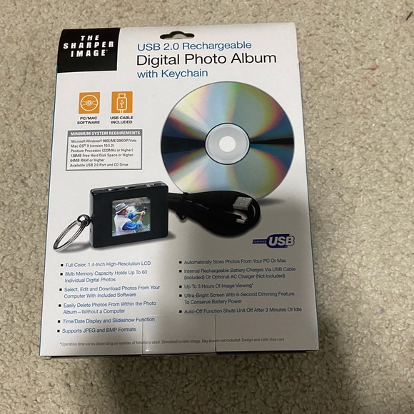 The sharper image USB 2.0 Rechargeable Digital Photo Album with Keychain - Picture 4 of 4